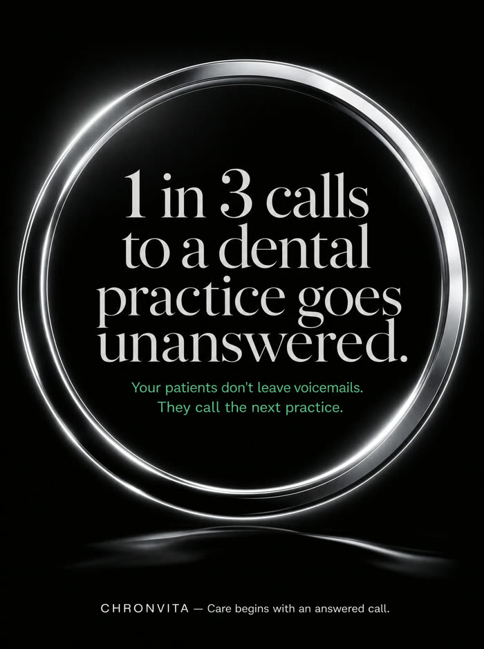 Stat card: 1 in 3 calls to a dental practice goes unanswered